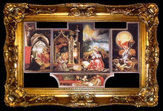 framed  Grunewald, Matthias Concert of Angels and Nativity, ta009-2